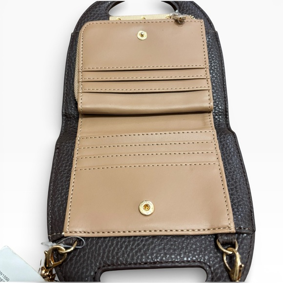 Anne Klein Mini Leather Chain Crossbody Wallet Black Gold Hardware NWT - Picture 10 of 10